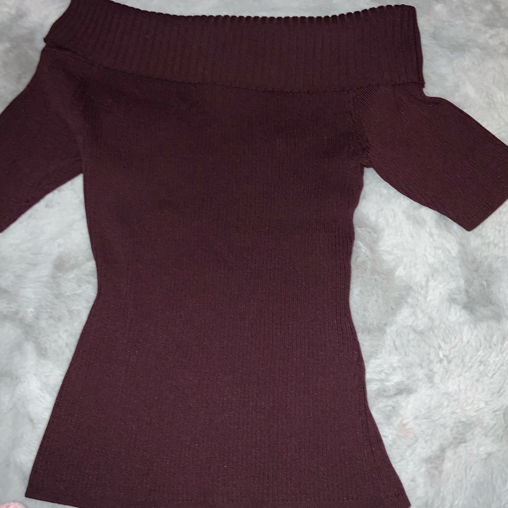 Maroon off the shoulder top